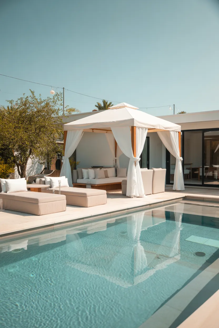 Modern White Pool Gazebo