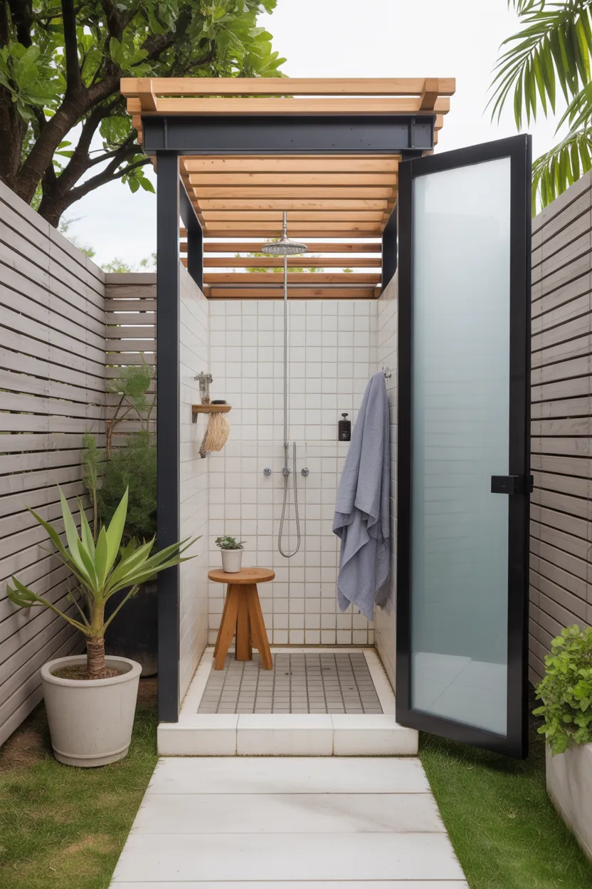 Privacy Screen Shower for Small Backyards