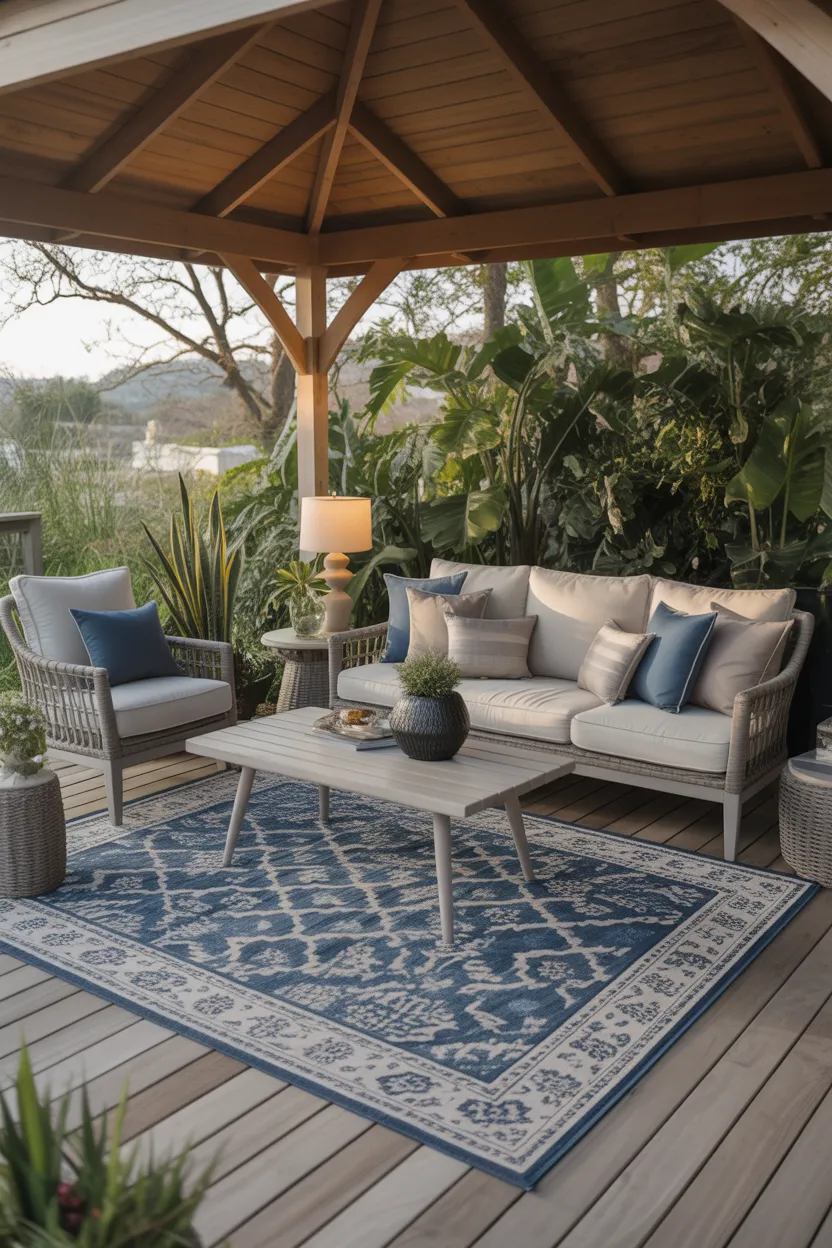 Use an Outdoor Rug to Ground the Space