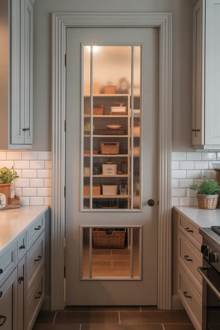 A Pantry Door with Glass Panels