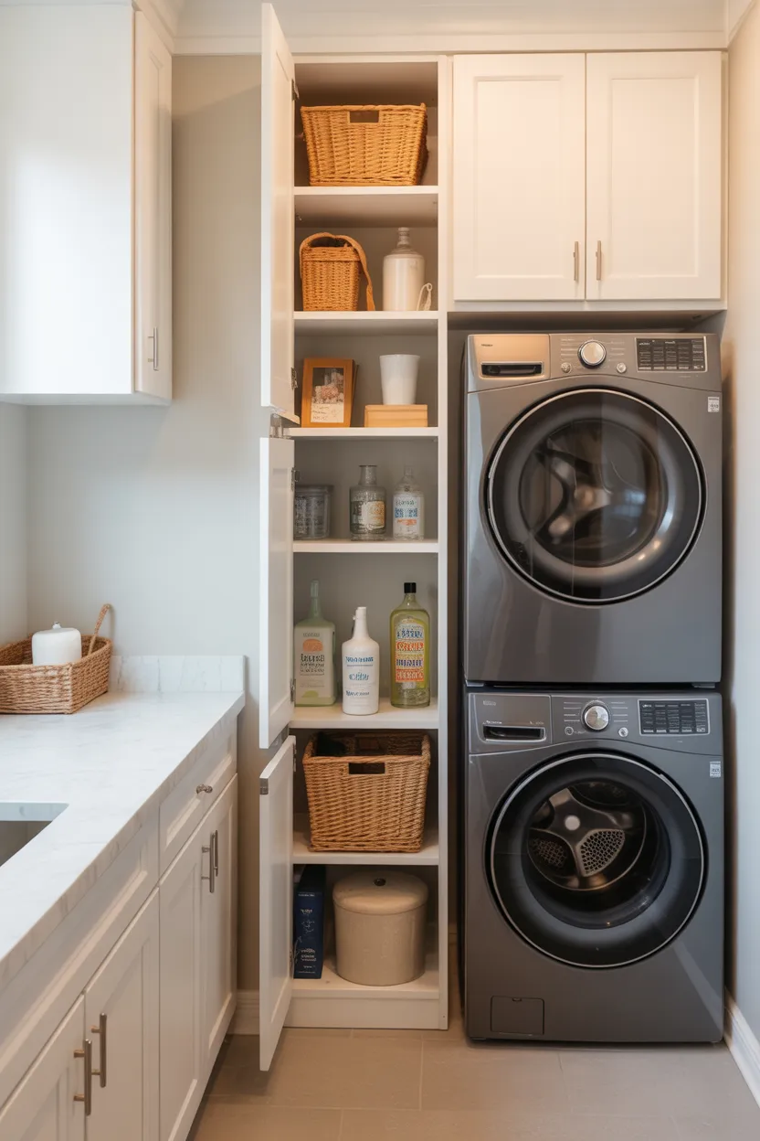 Add a Tall Pantry Cabinet Beside the Washer Dryer
