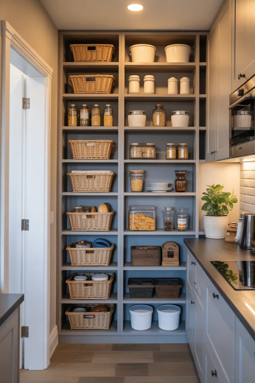 Hidden Pantry With Floor To Ceiling Shelves