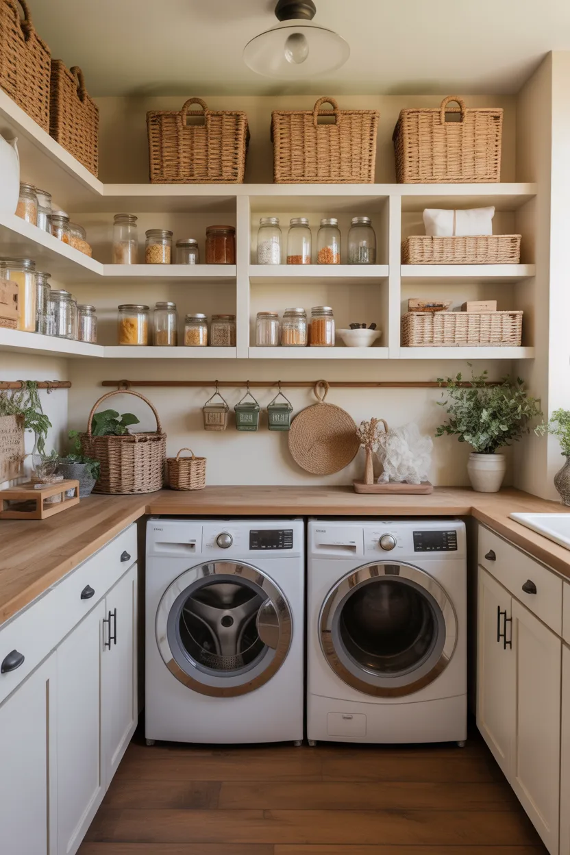 Install Open Pantry Shelves Above Closed Lower Cabinets