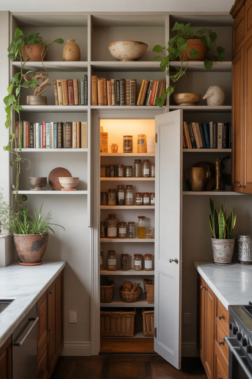 Pantry Behind A Bookshelf Style Door