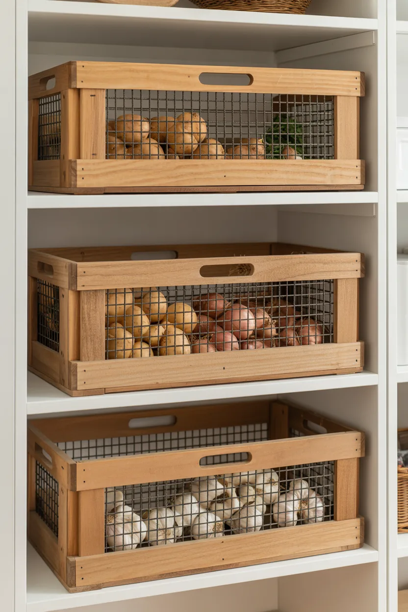 Produce Bins for Potatoes, Onions, and Garlic