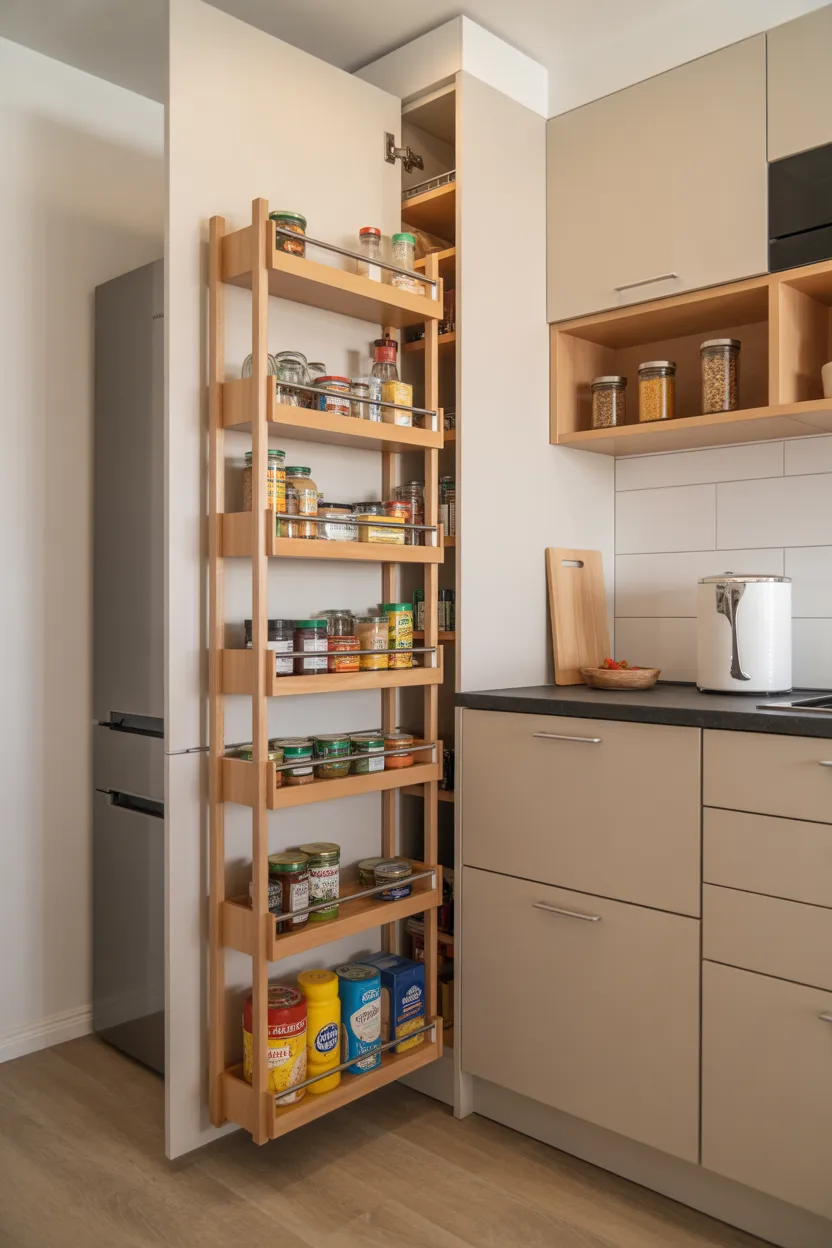 Slim Pull Out Hidden Pantry Wall