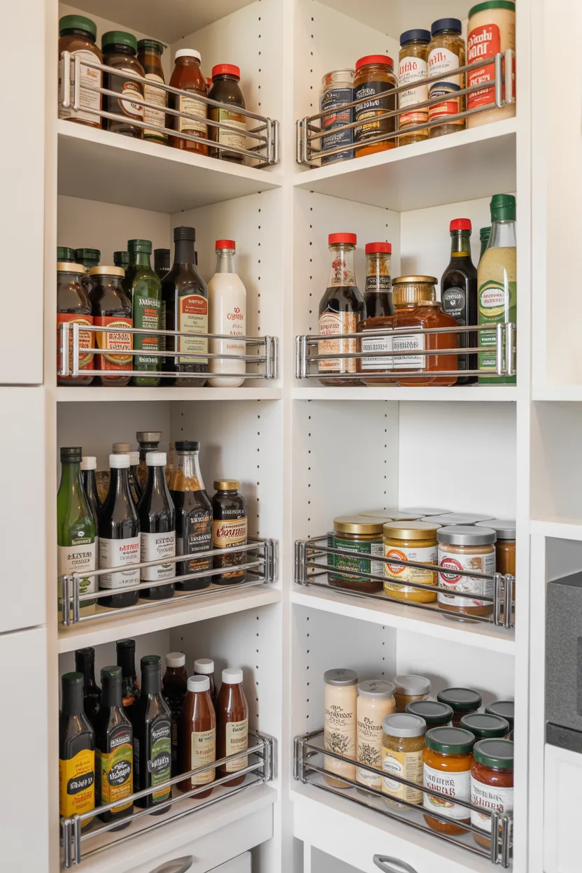 Use Lazy Susans for Corners and Small Bottles