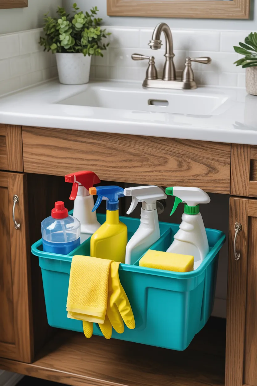 Consolidate Your Cleaning Supplies Into One Caddy