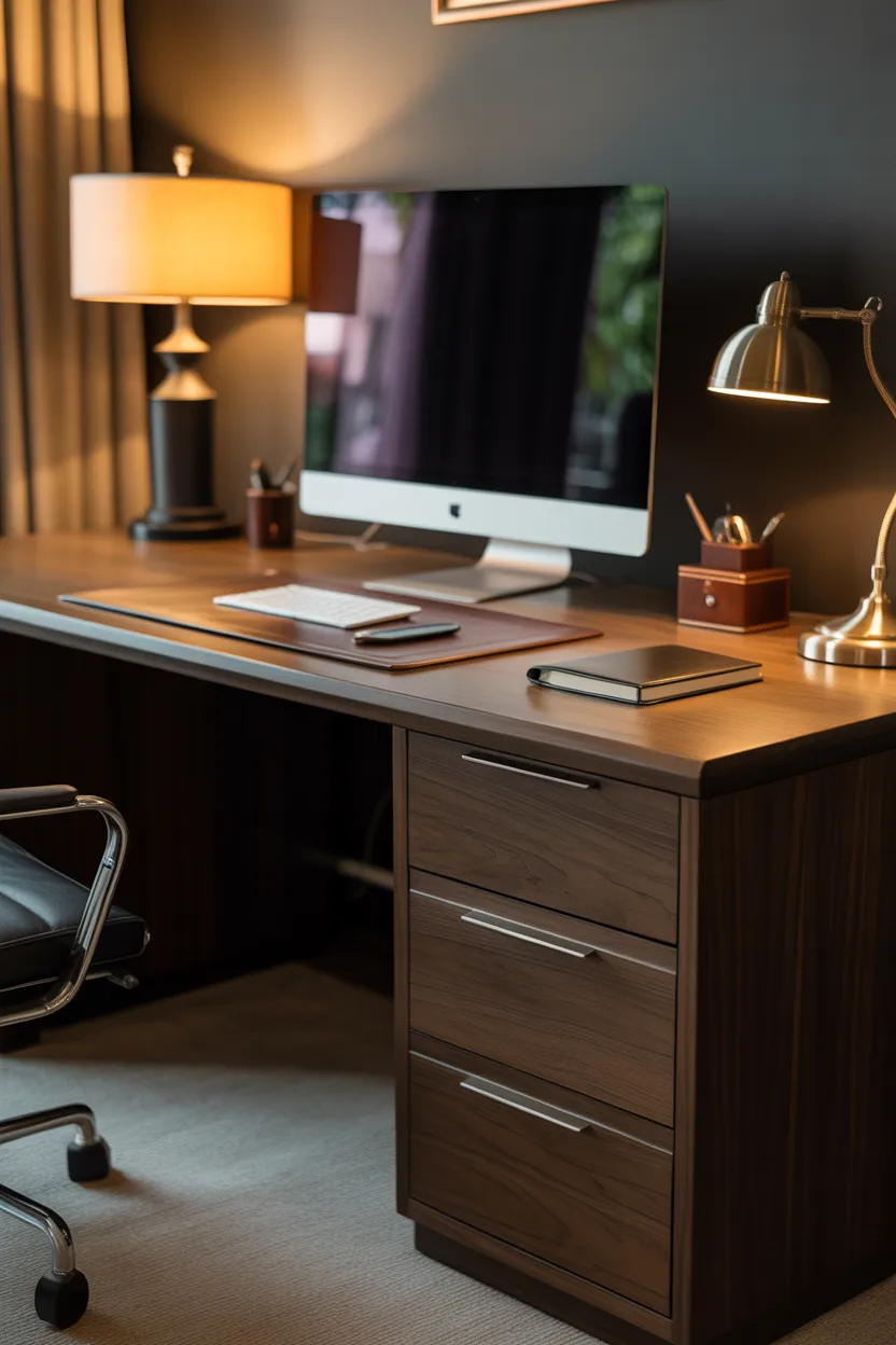 Dark Wood Executive Desk, But Cleaner