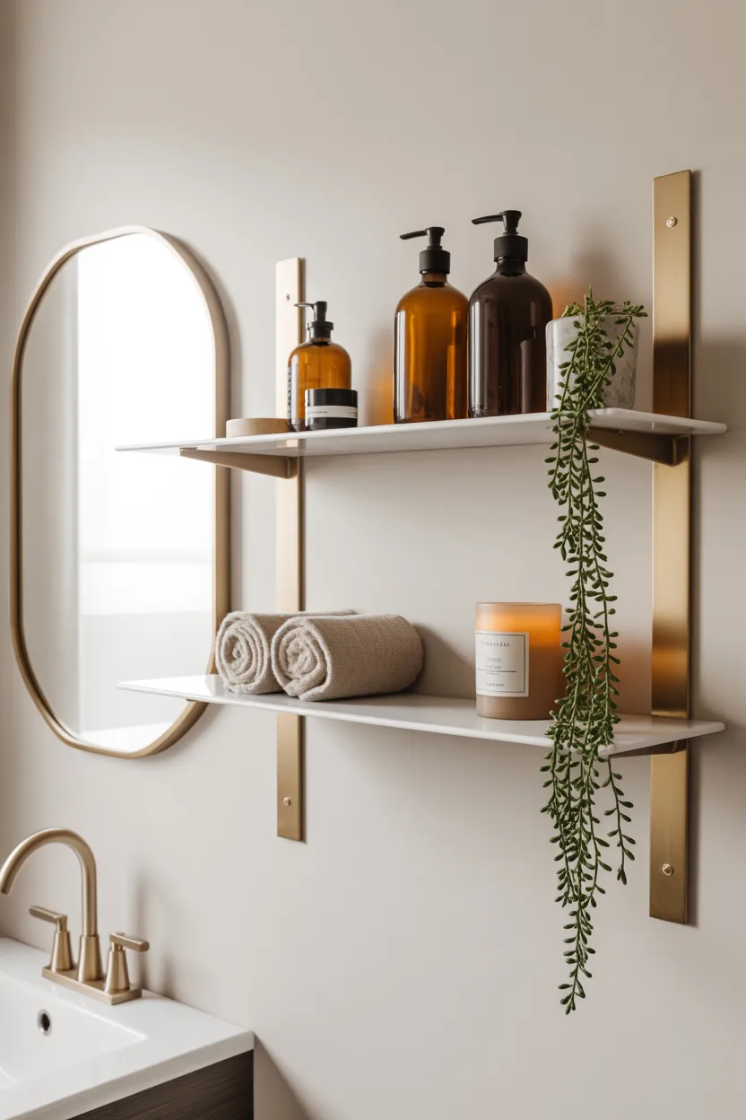 Floating Shelves in Contrasting Metals