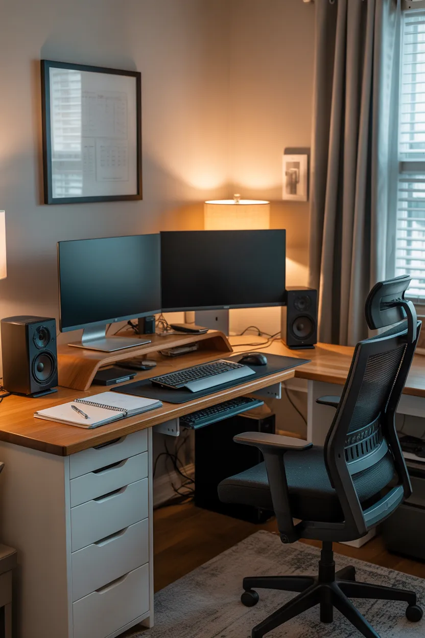L-Shaped Wooden Computer Desk