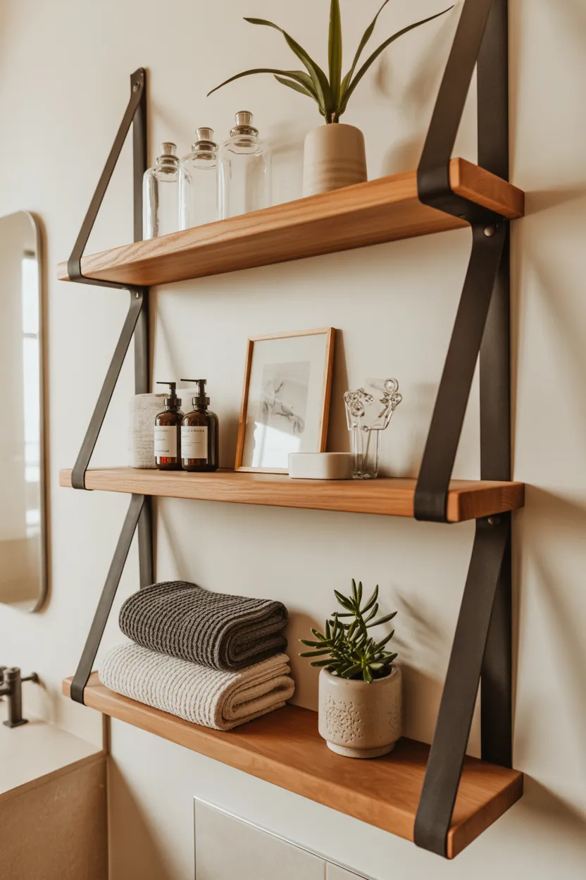 Leather Strap Hanging Shelves