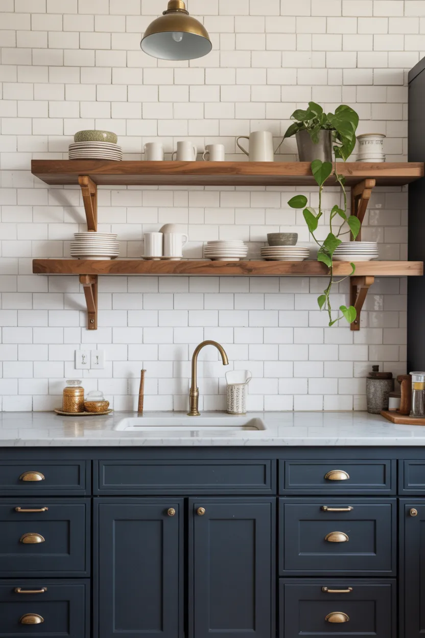 Open Shelving Mixed With Closed Cabinets