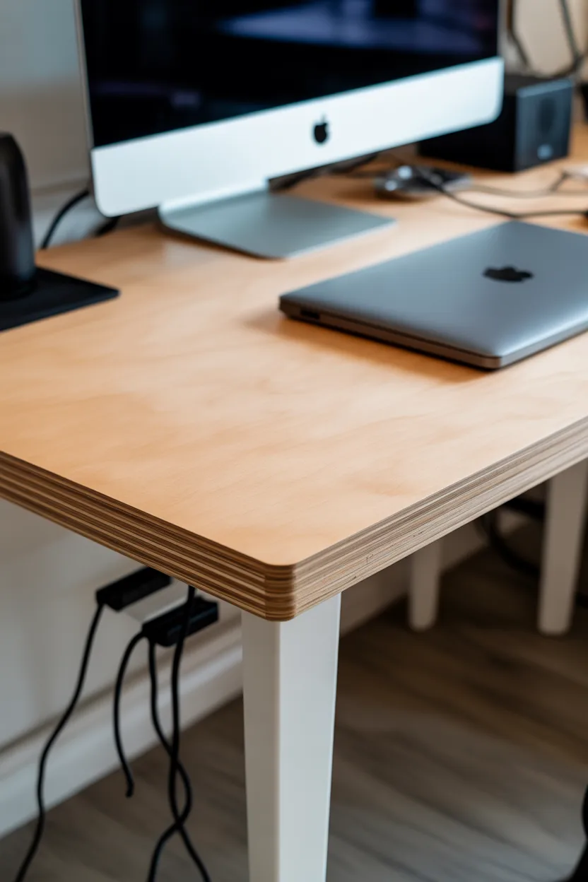 Plywood Desk With Exposed Edges