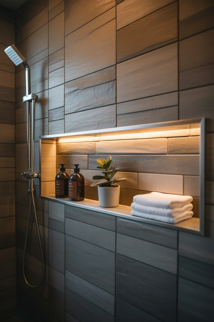 Recessed Shower Niches with Lighting