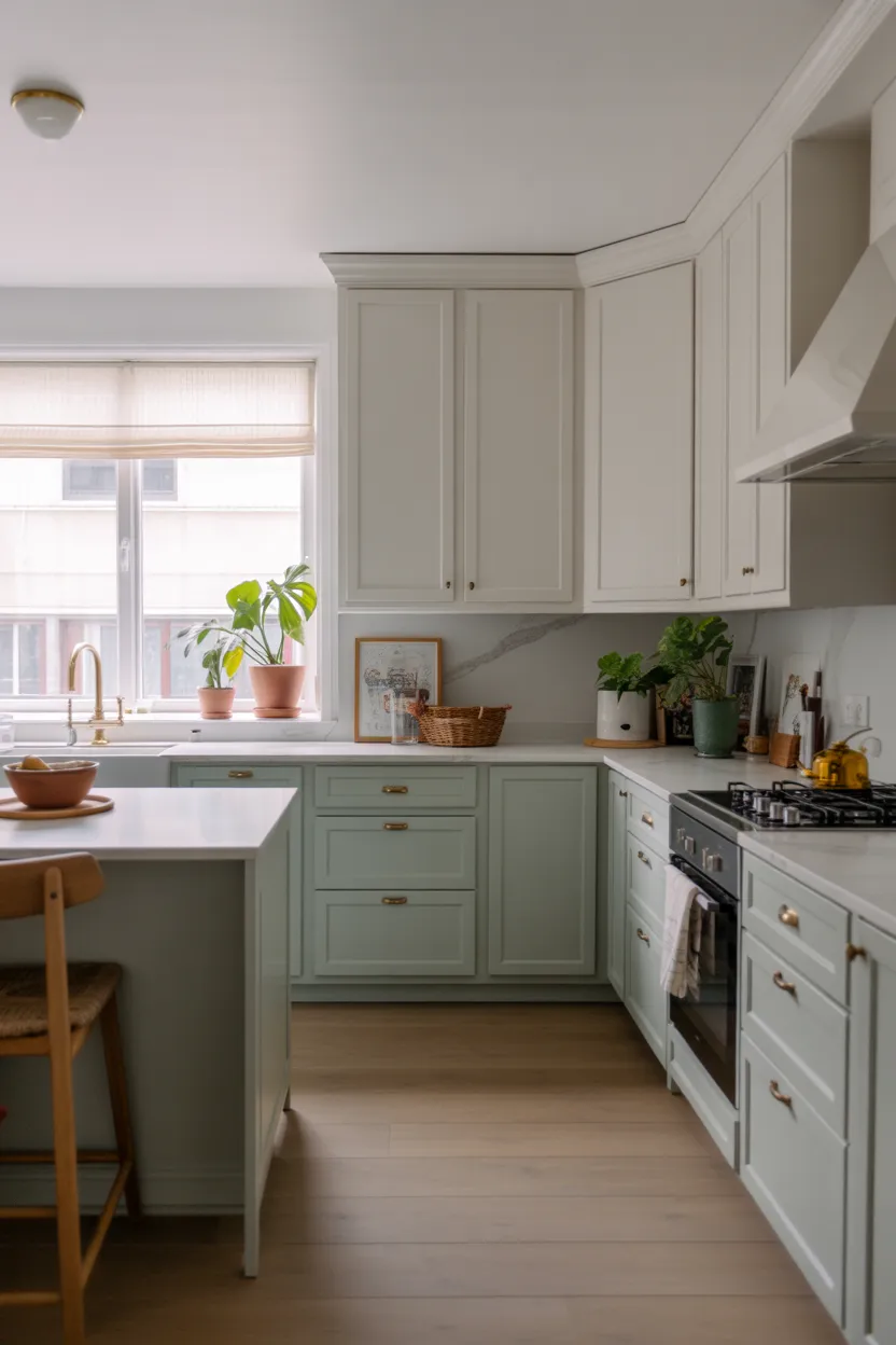 Soft Pastel Cabinetry (Sage, Dusty Blue)