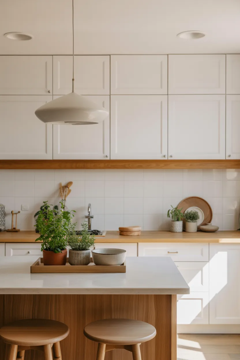 Timeless White Minimalism with Warm Wood Accents