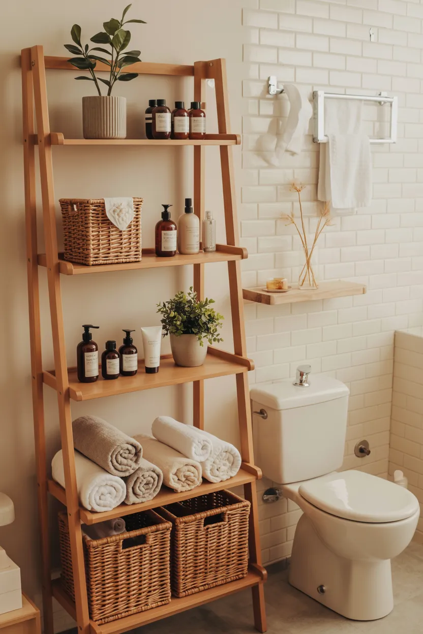 Try a Freestanding Ladder Shelf