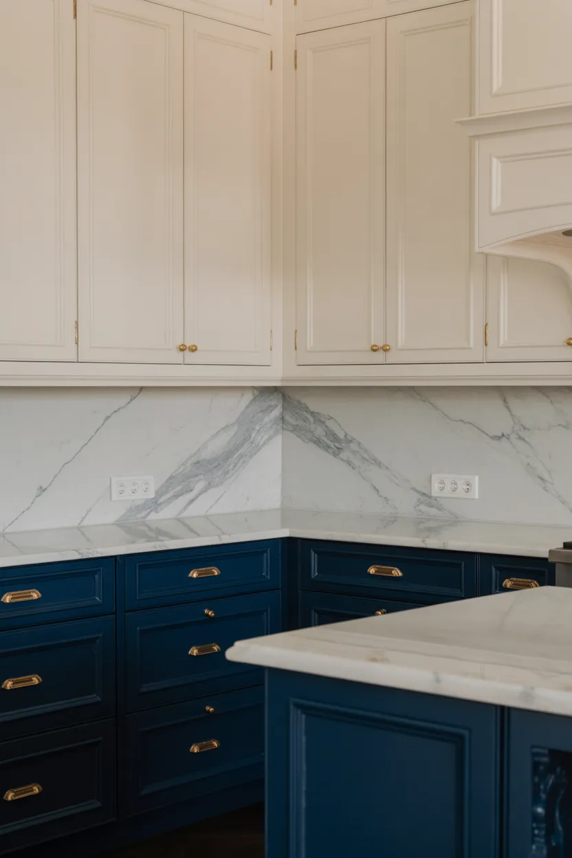 Two-Tone Cabinets (Upper + Lower Contrast)