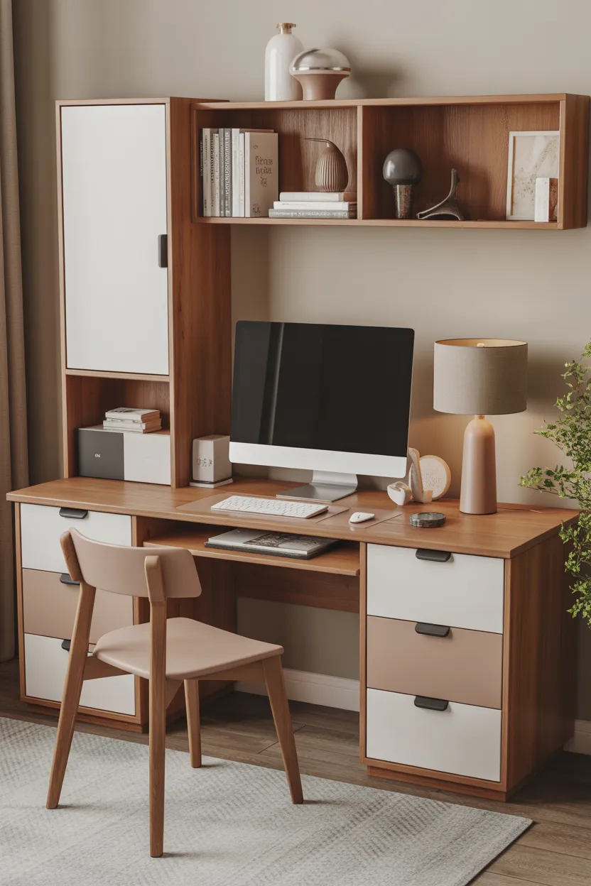 Two-Tone Wooden Computer Desk