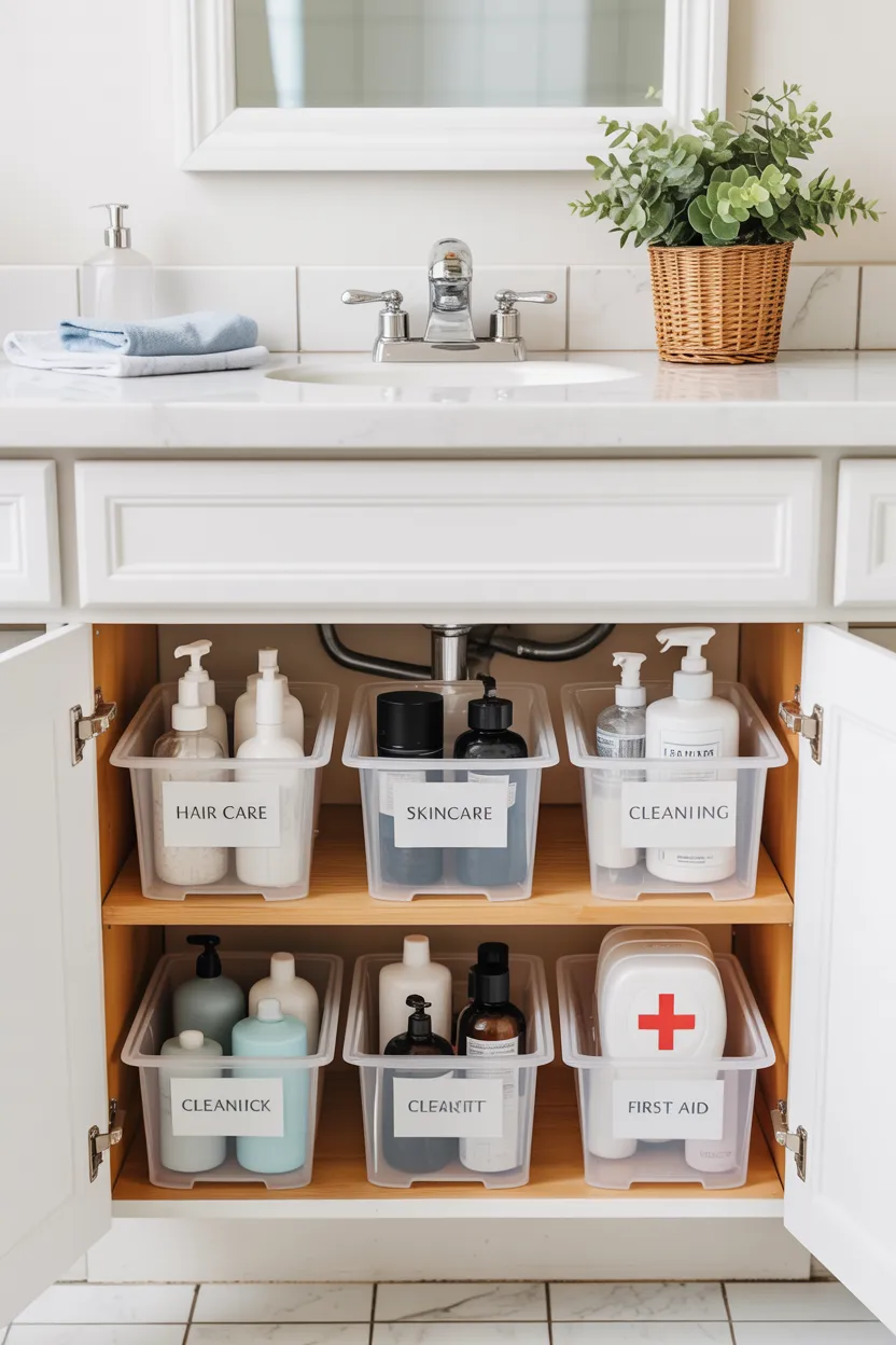 Use Clear Bins for Everything Under the Sink