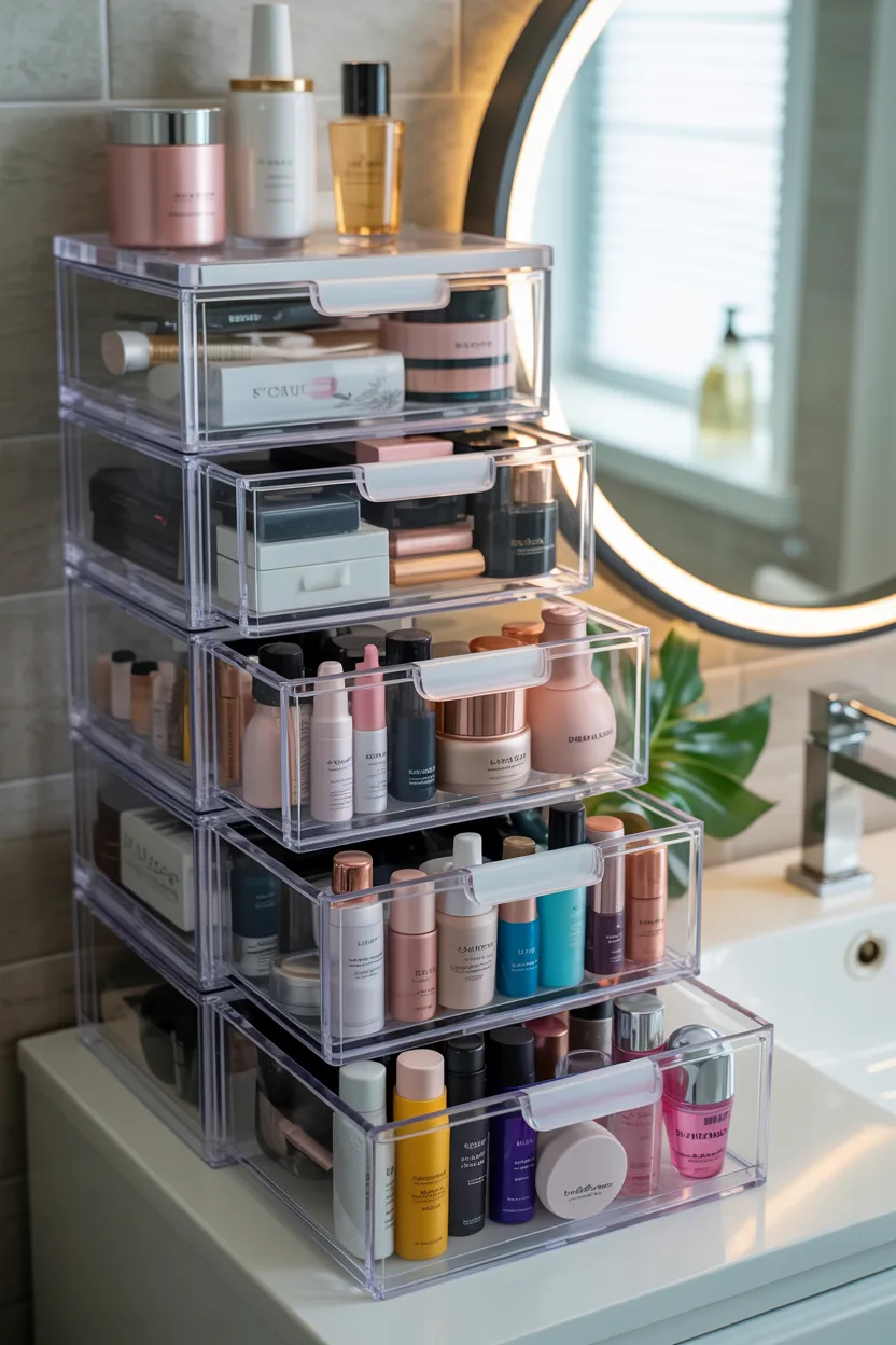 Use Stackable Drawers in Your Vanity Cabinet