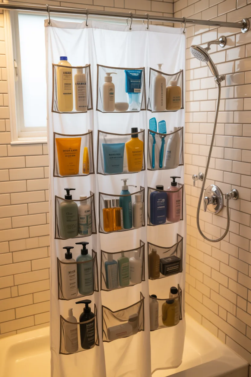 Use a Shower Curtain With Pockets