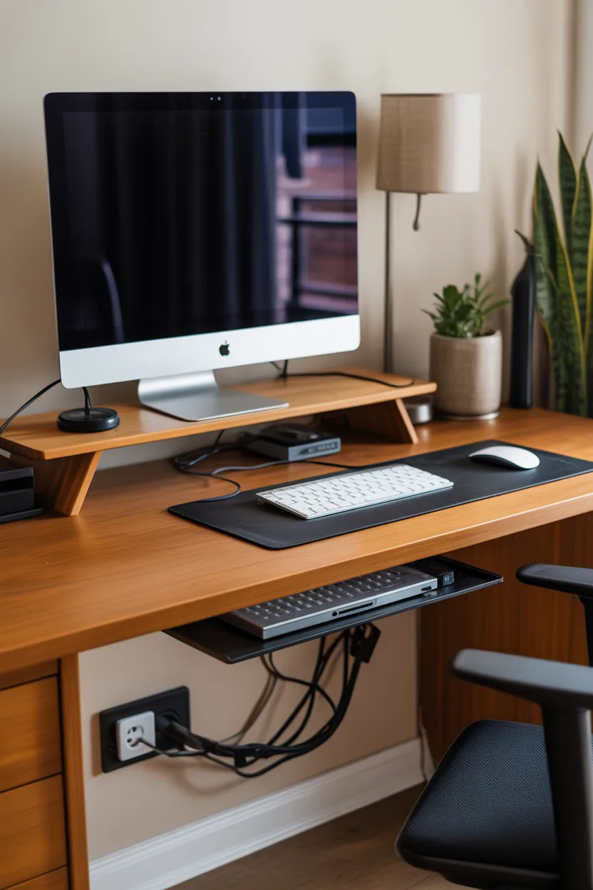 Wooden Desk With Hidden Cable Management