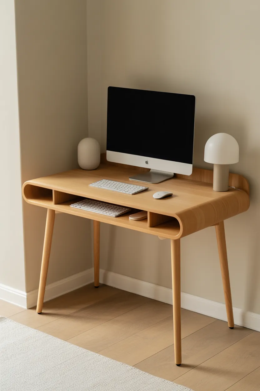 Wooden Desk With Rounded Corners