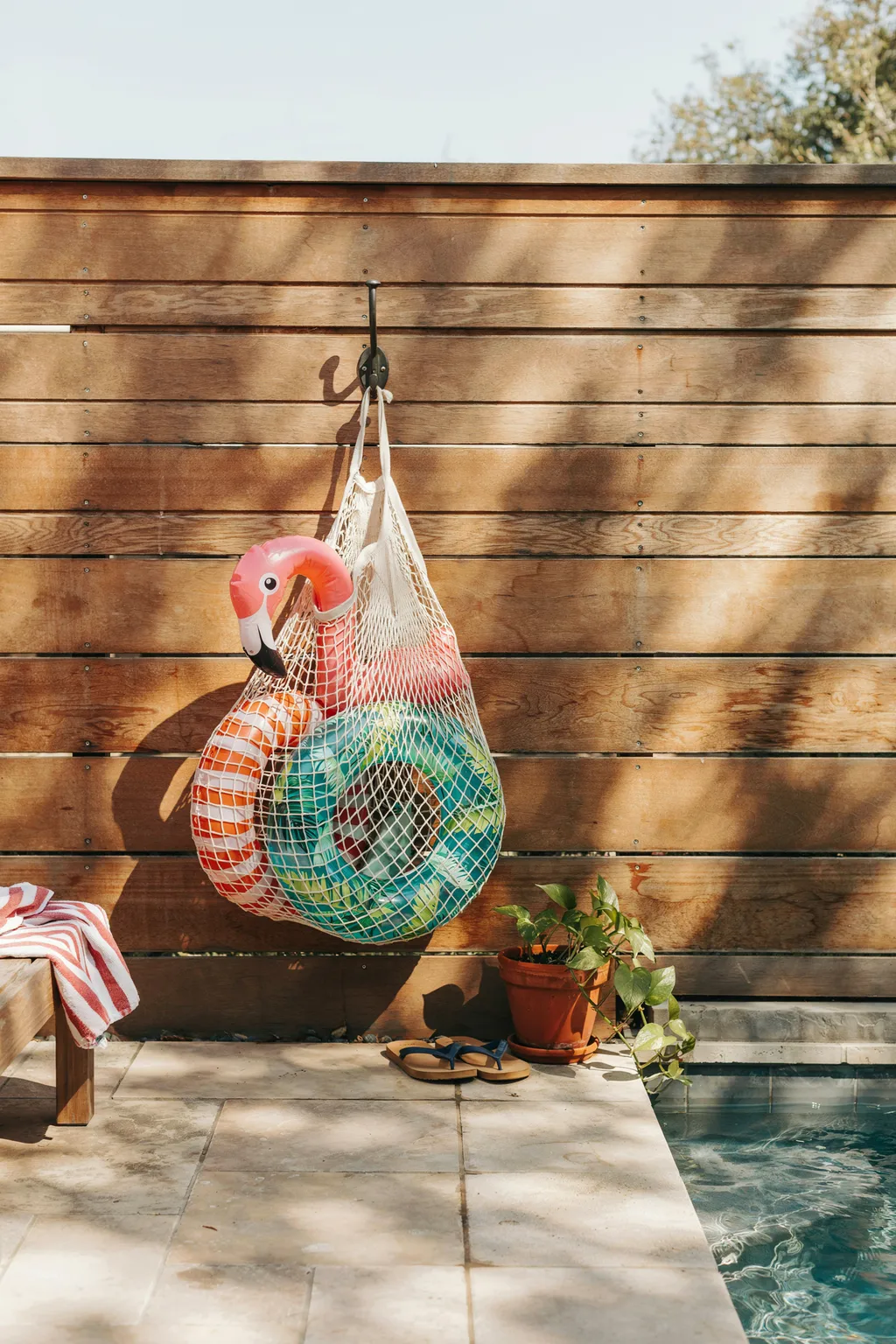 A Large Mesh Laundry Bag on a Hook