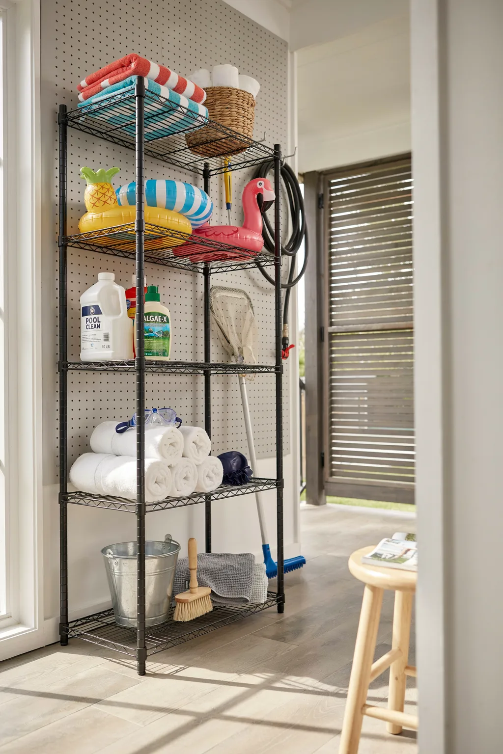 A Multi-Tier Wire Shelving Unit