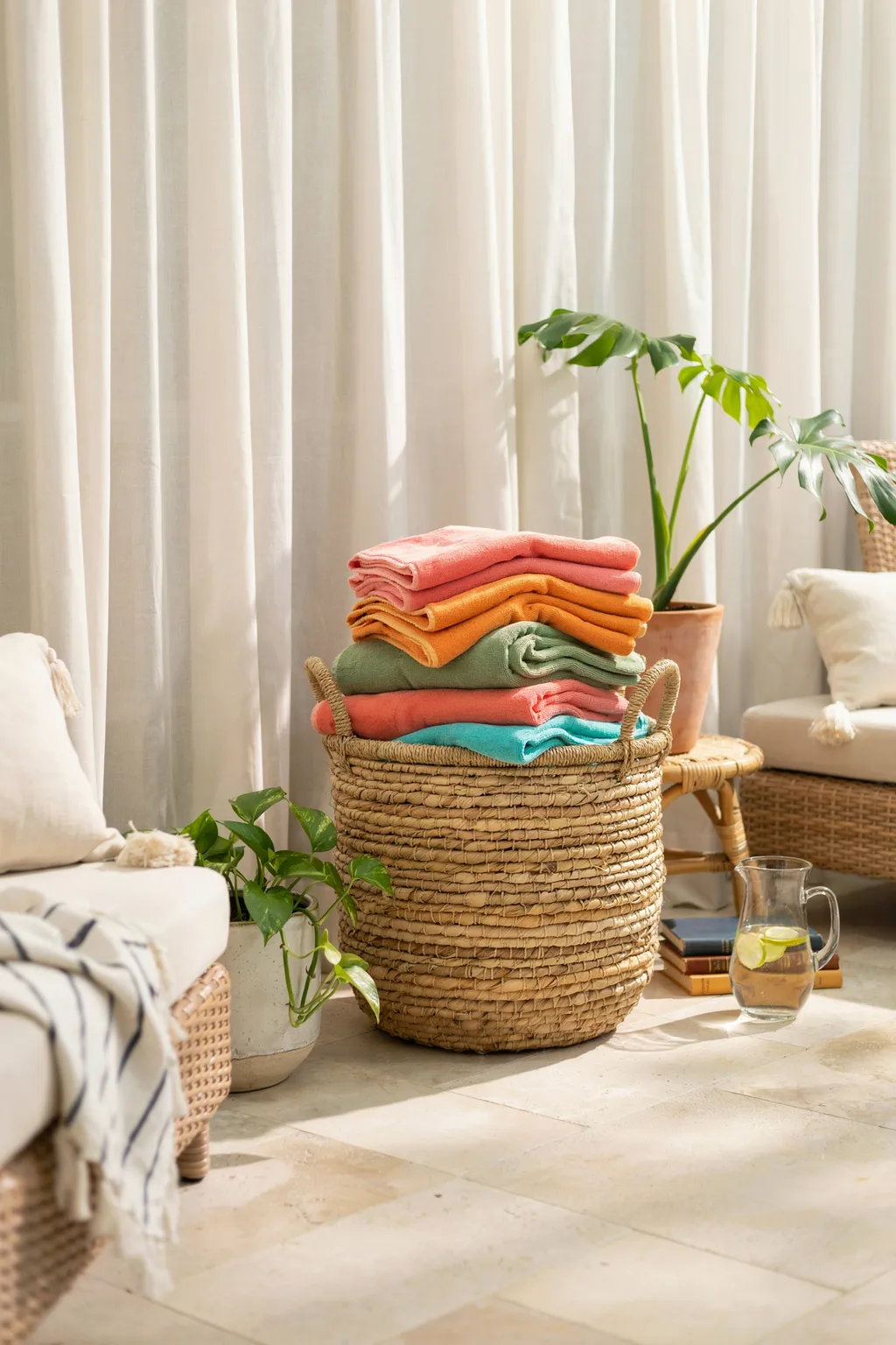 A Round Rattan Basket