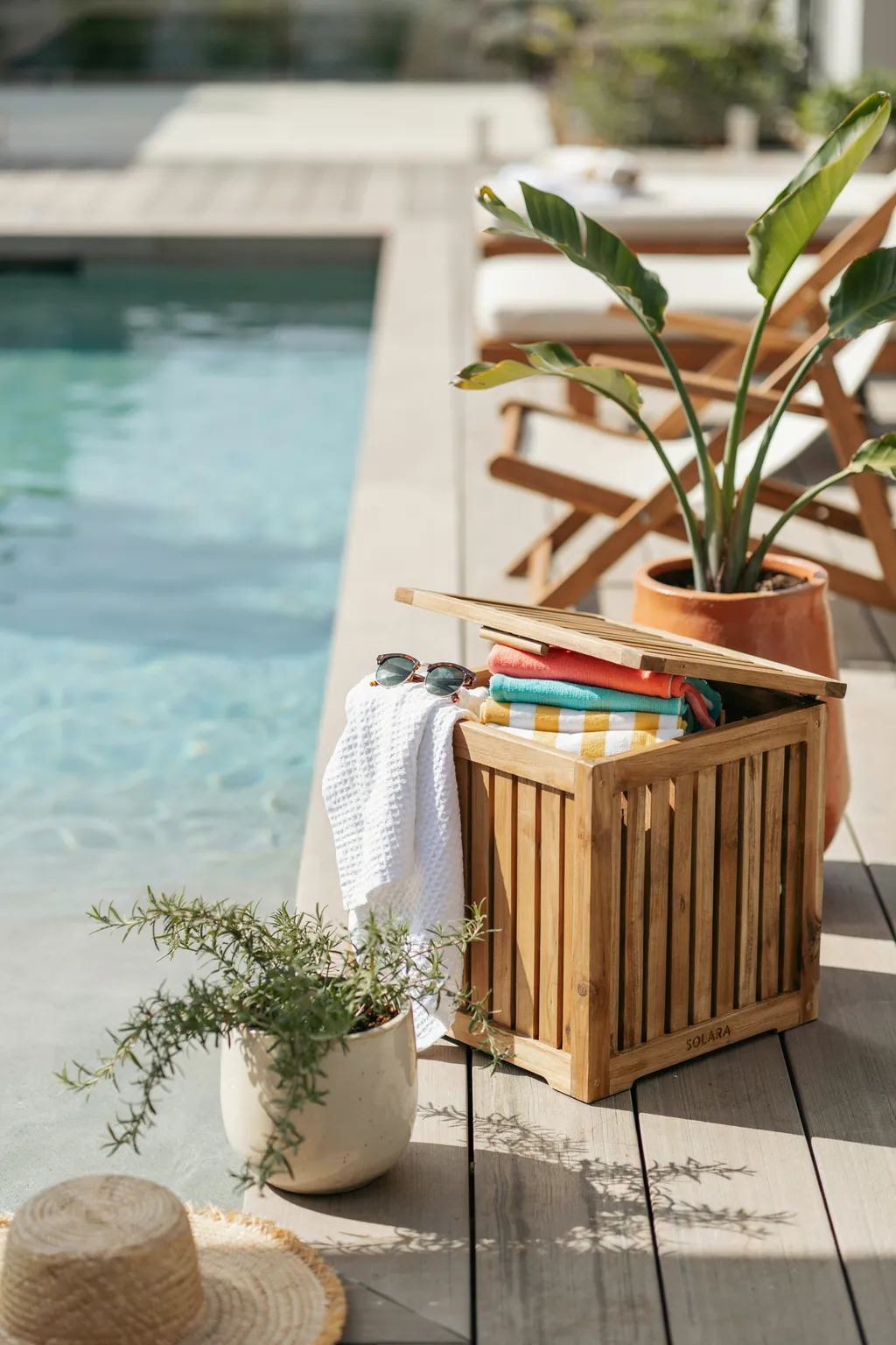 A Slatted Wooden Storage Box
