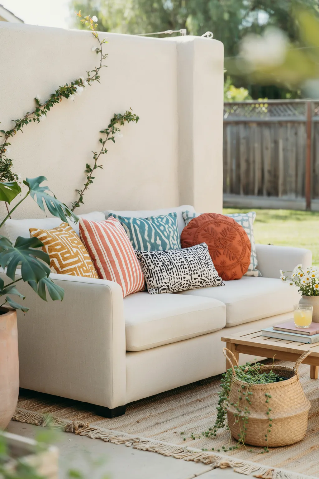 Add Outdoor Throw Pillows for Color