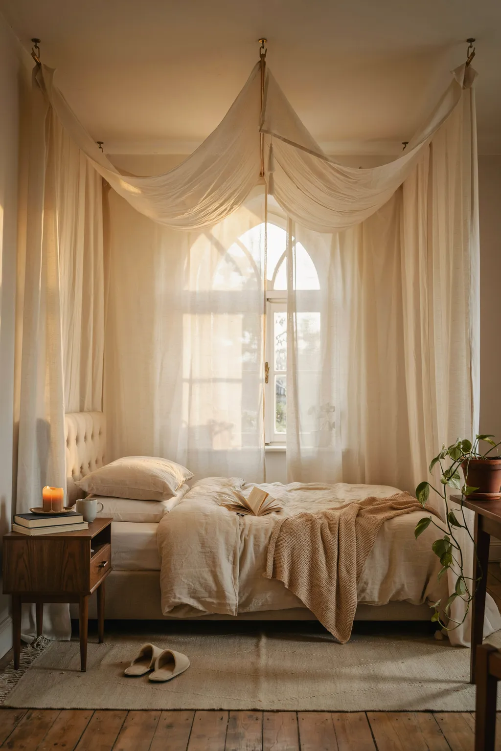 Add a canopy or curtain around the bed