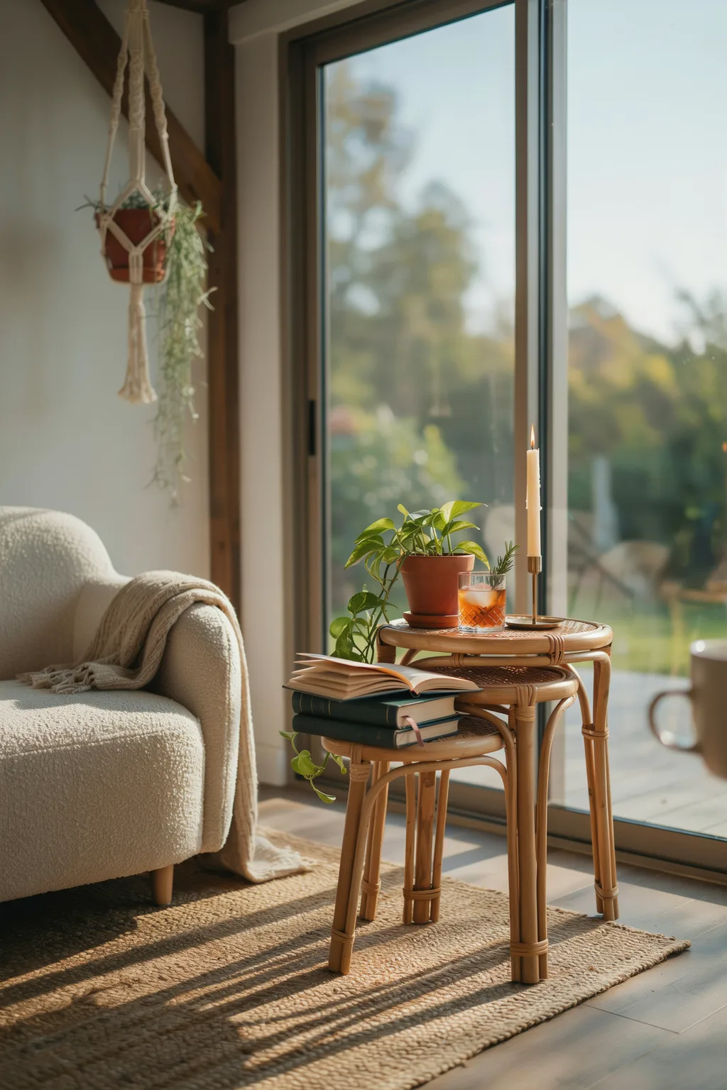 Add a Wicker or Rattan Side Table Cluster