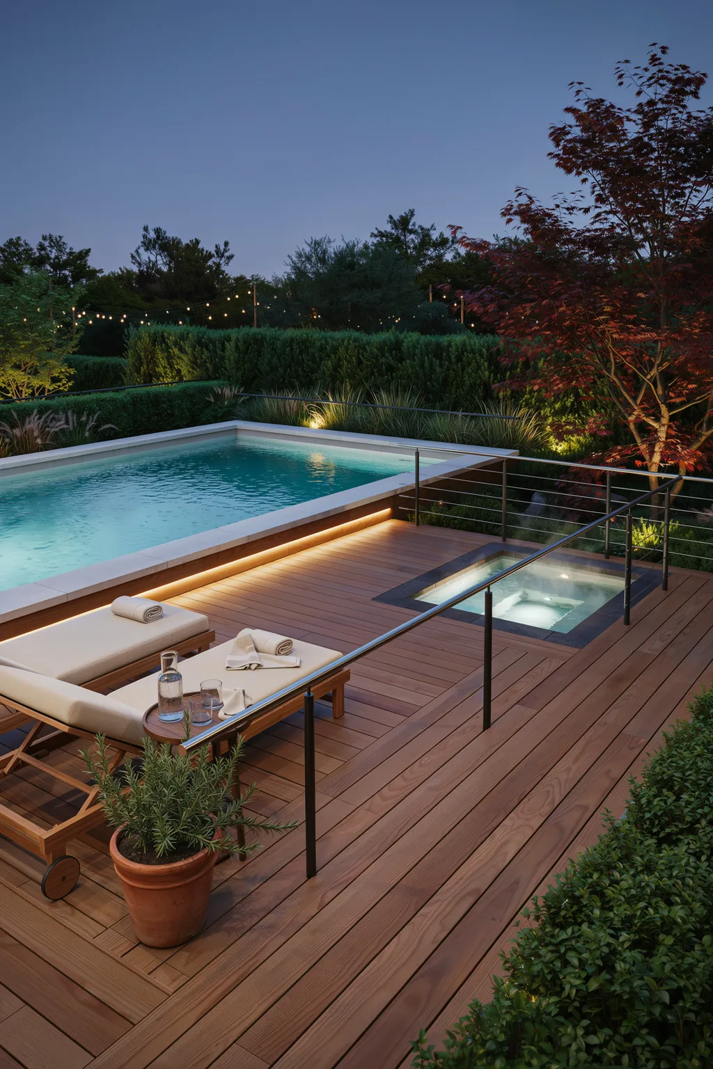 Deck With a Built-In Hot Tub