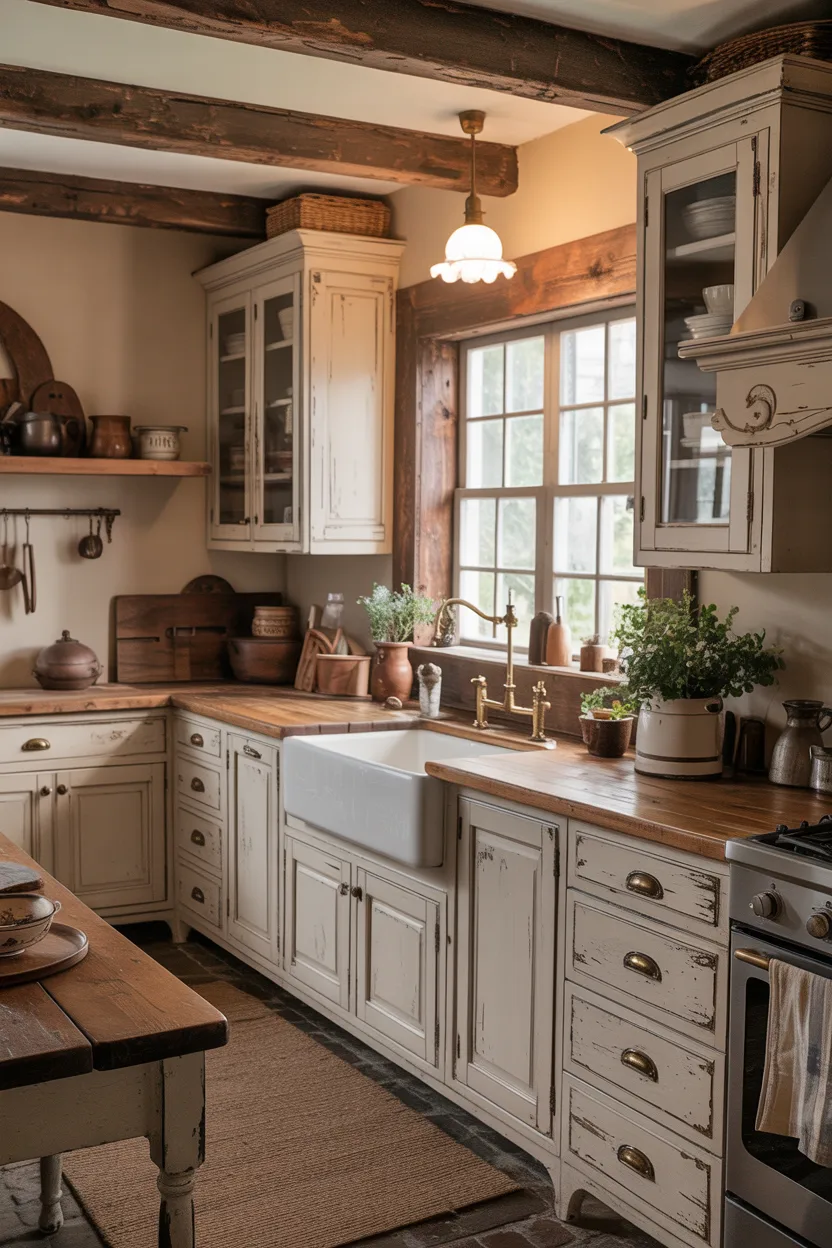 Distressed White Cabinets