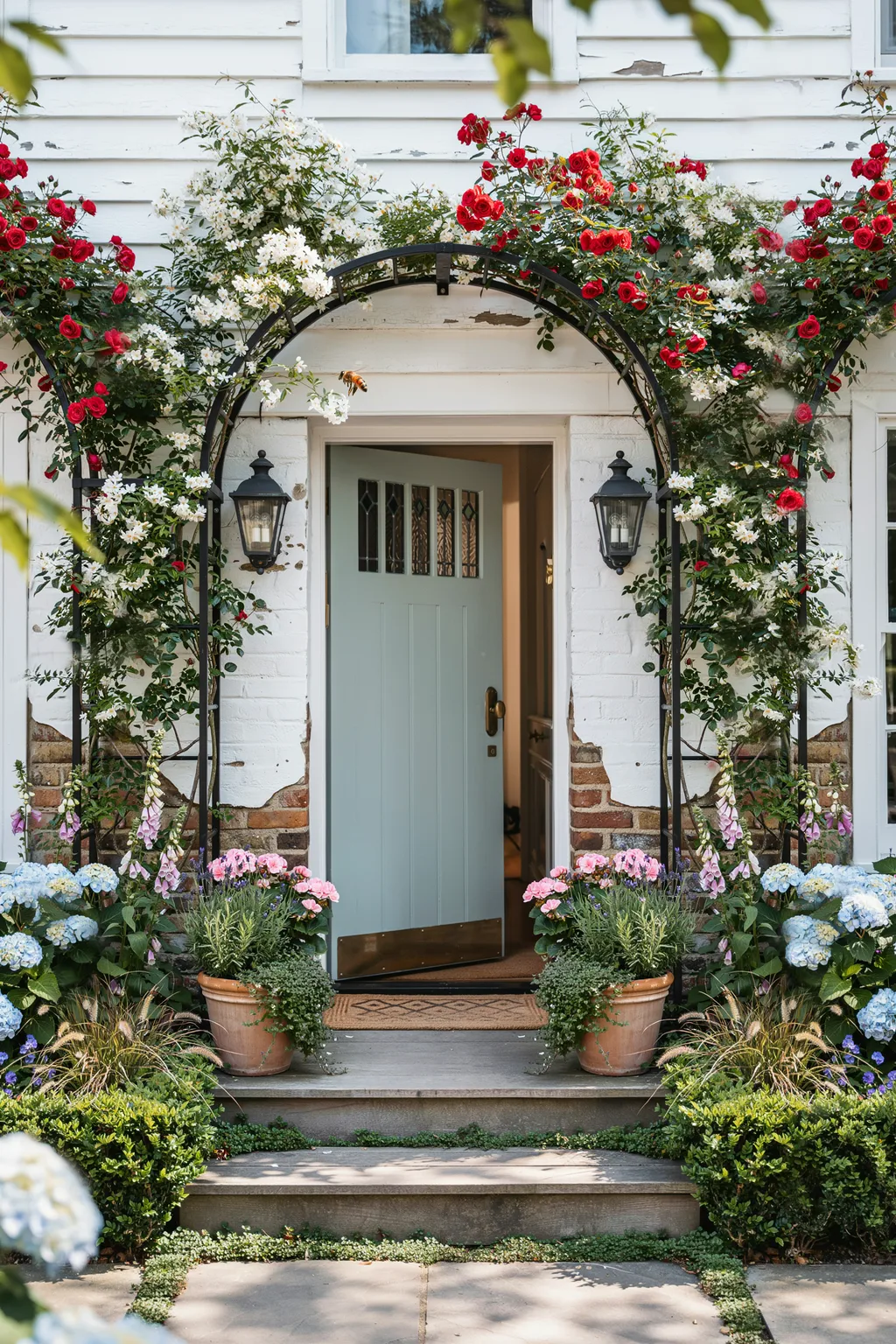 Frame the Door with Climbing Plants or Trellises