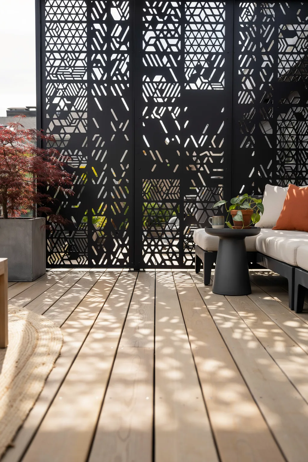 Metal Privacy Screen with Cut-Out Pattern