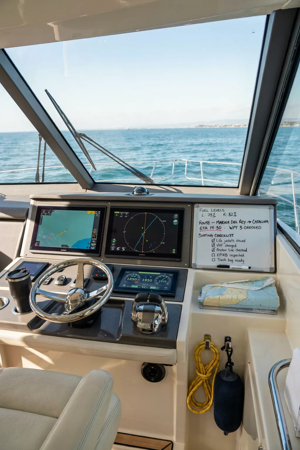 Mount a Small Whiteboard or Chalkboard Near the Helm