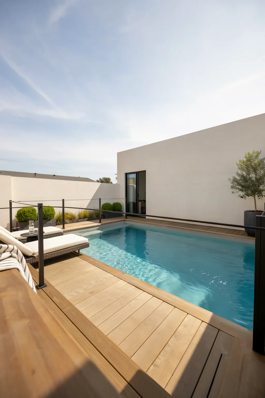 Natural Wood and Black Steel Deck