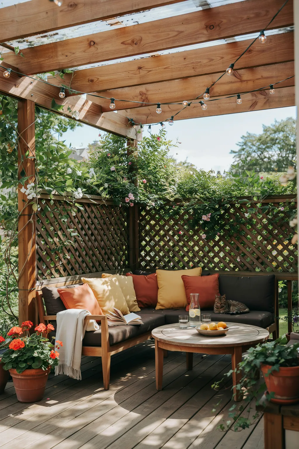 Pergola with Privacy Lattice Sides