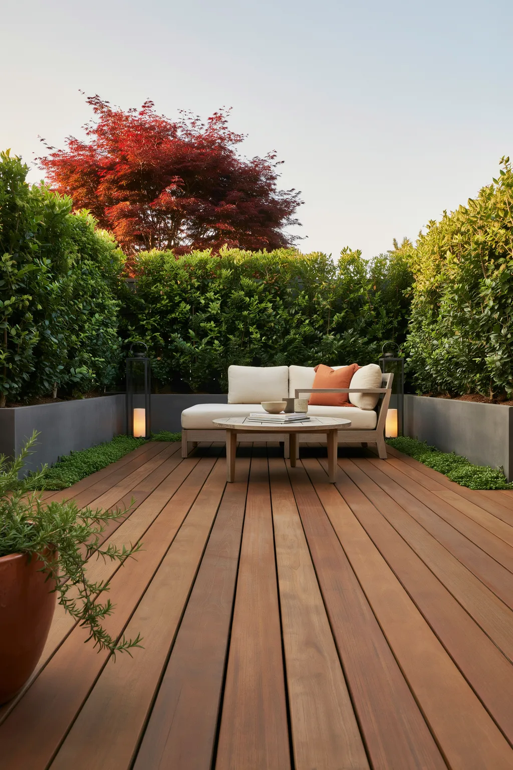 Privacy Hedges in Raised Planters