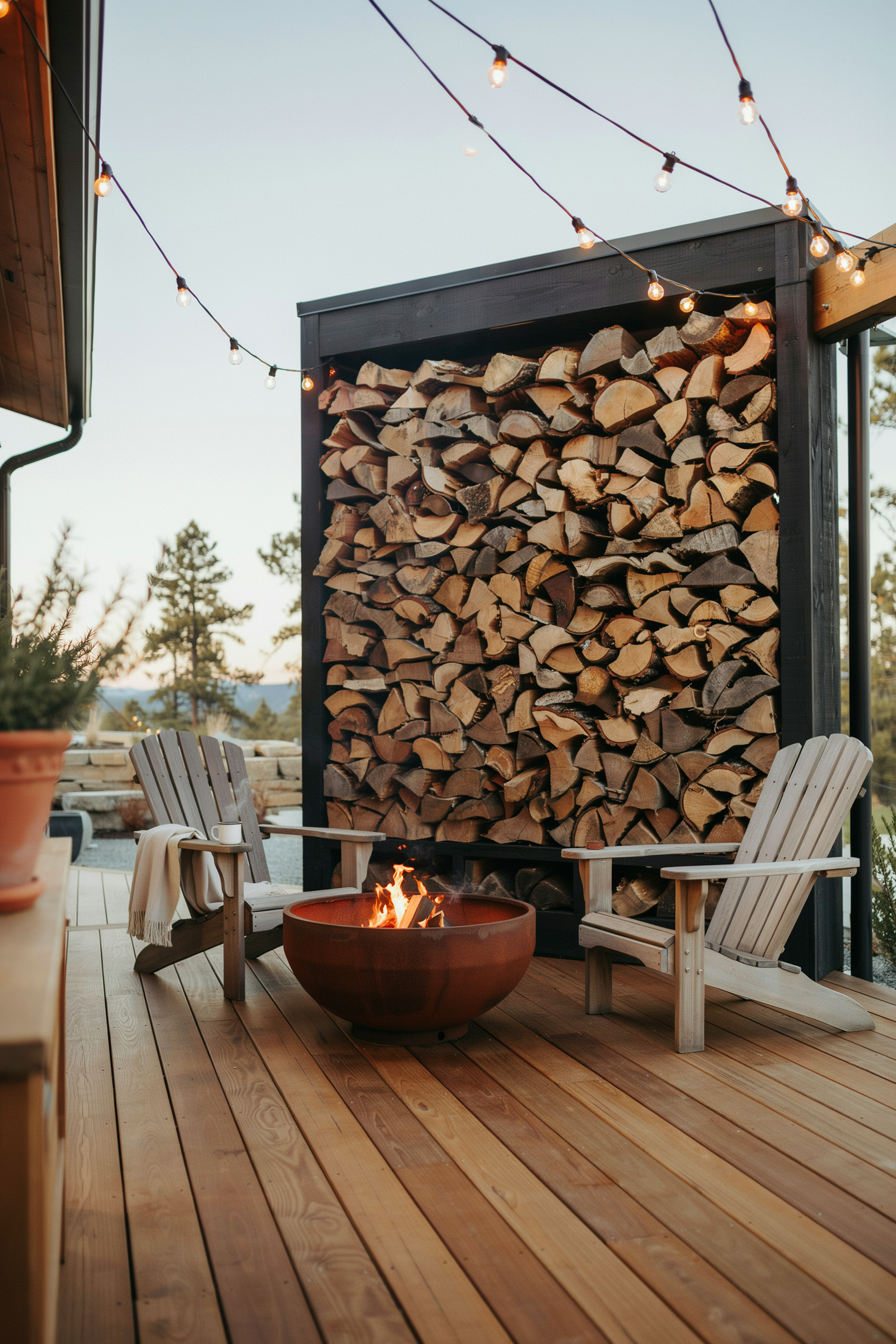 Stacked Firewood Wall
