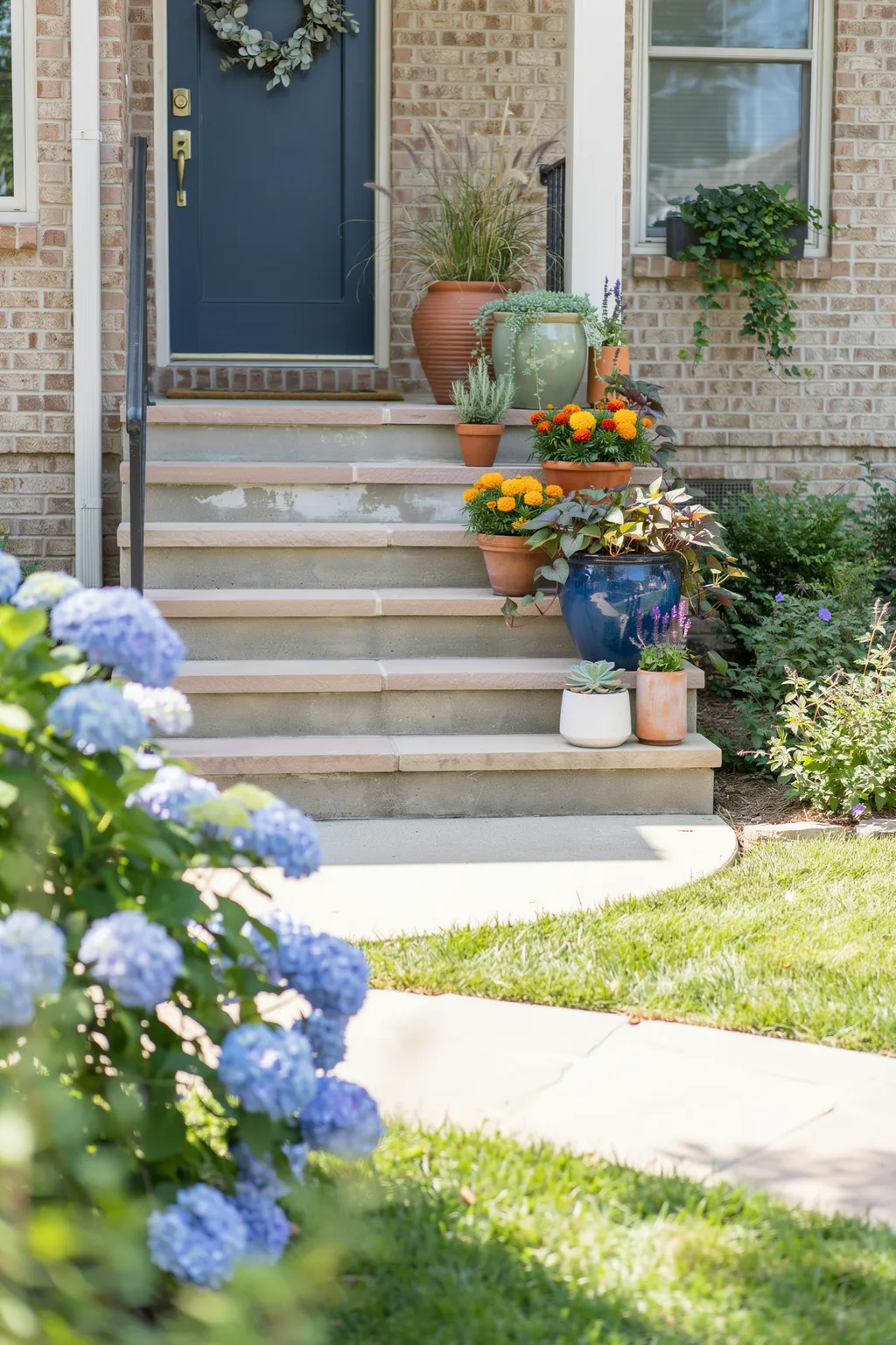 Style Your Steps with Potted Plants in Odd Numbers
