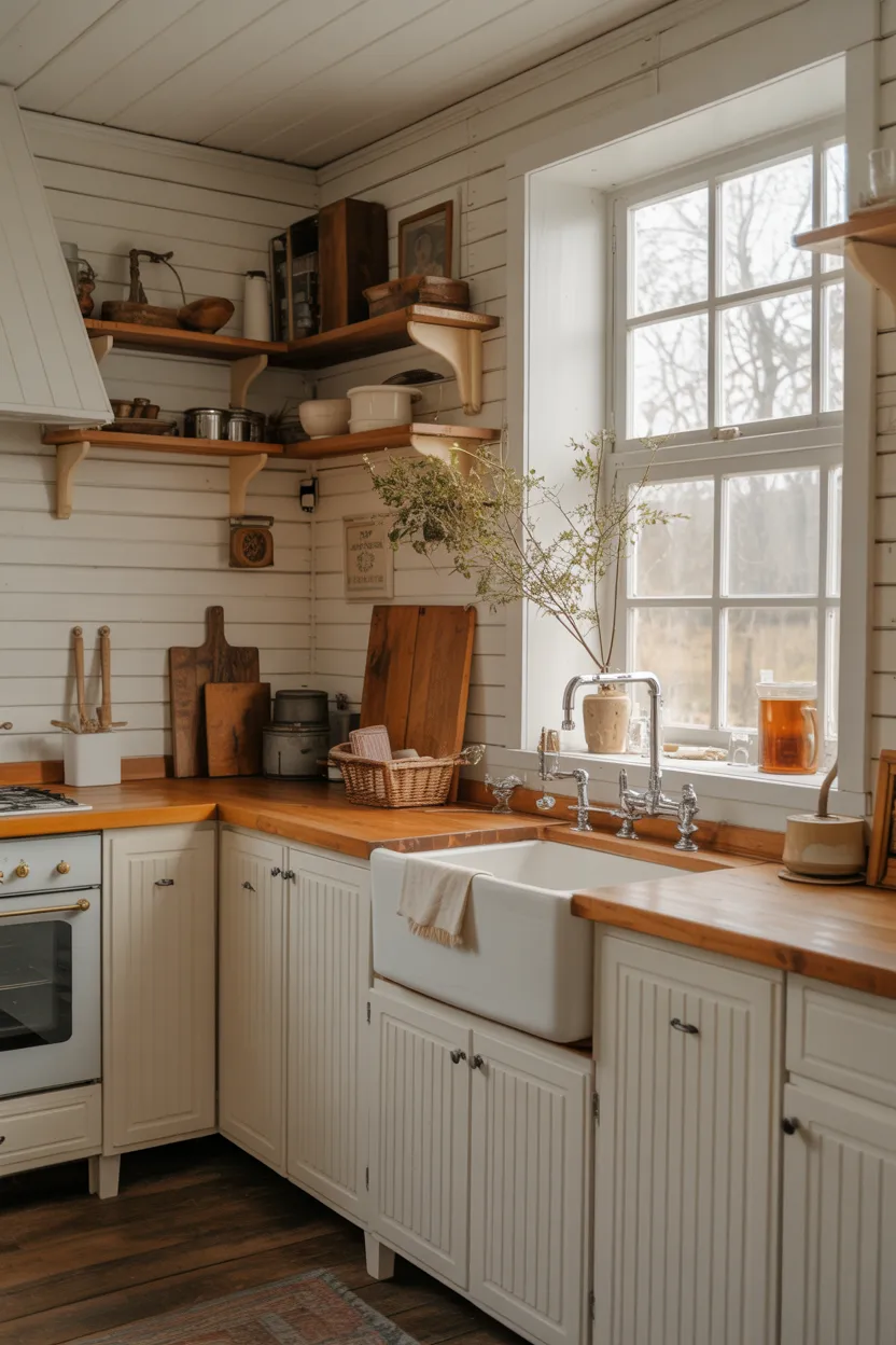 White Cabinets With Butcher Block Countertops