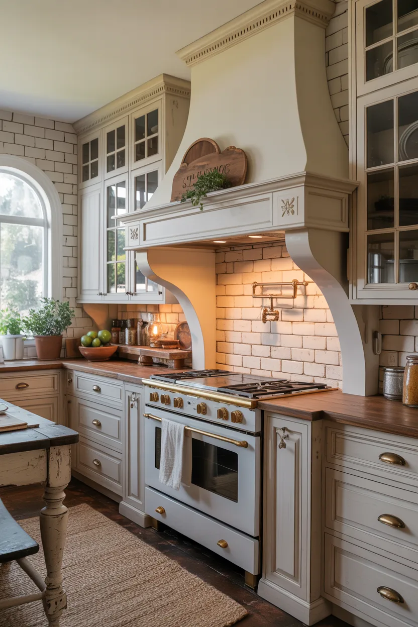 White Cabinets With Floating Hood Range