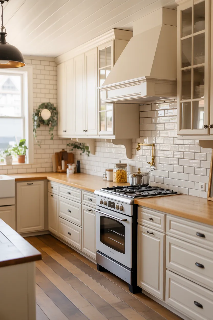 White Cabinets With Penny Tile or Subway Tile Backsplash