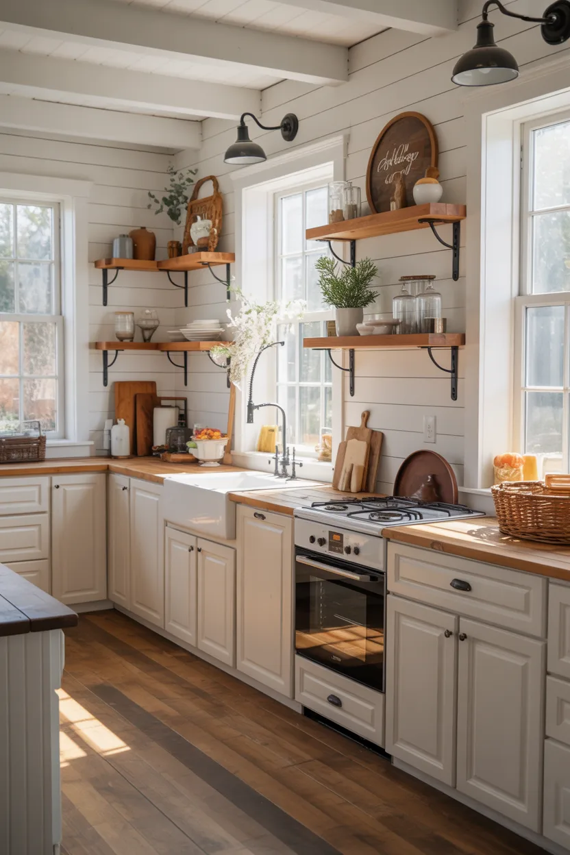 White Cabinets With Shiplap Walls